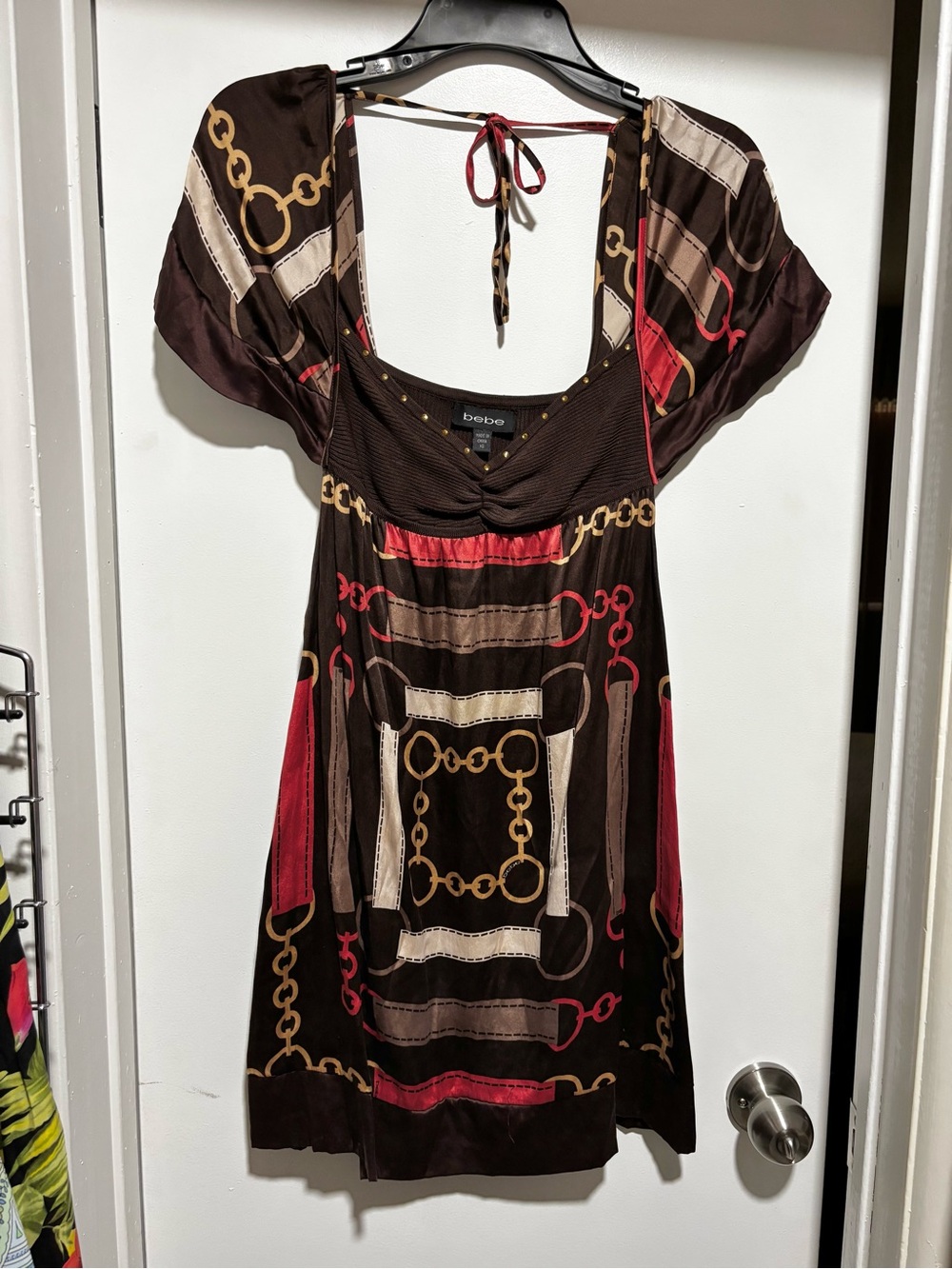 Vintage Bebe tunic/mini dress with Gold rhinestones. Y2K vibes